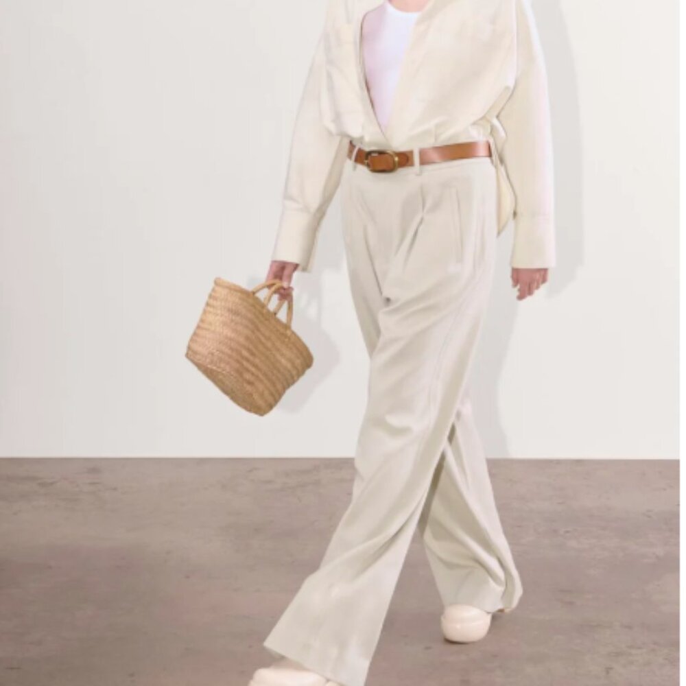 NWOT Everlane The Draper Pleated Pant in Buttersmooth size 6 Short an Sandstone